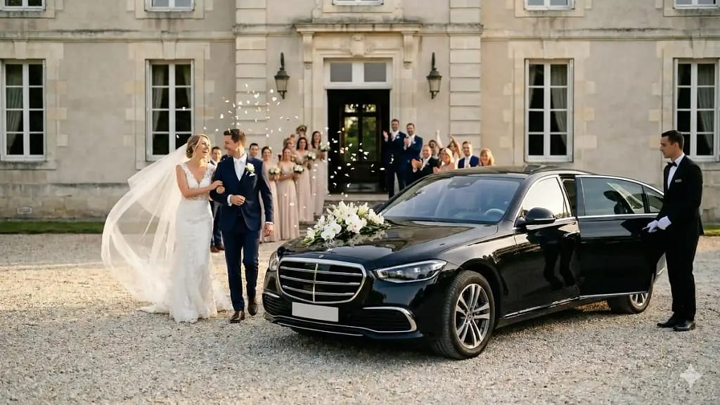 voiture mariage mariés chauffeur privé Paris classe S BMW élégance