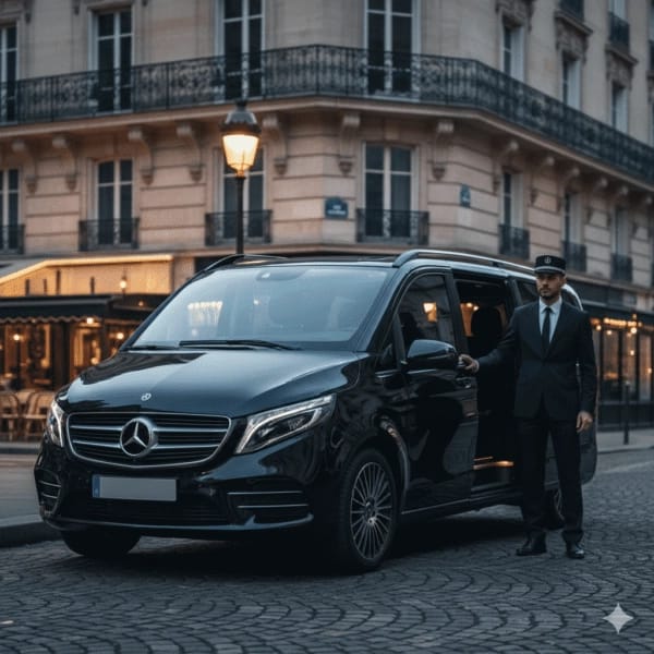 Van avec chauffeur privé à Paris – transport premium van avec chauffeur privé Paris Mercedes Classe V transport groupe luxe